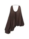 Ili Node Fleur Asymmetric Draped Top In Brown