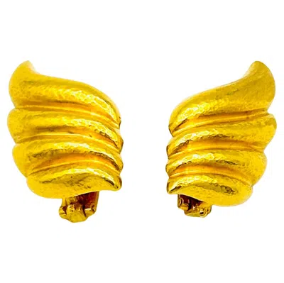 Pre-owned Ilias Lalaounis 18k Gold Wing Earrings In Multi