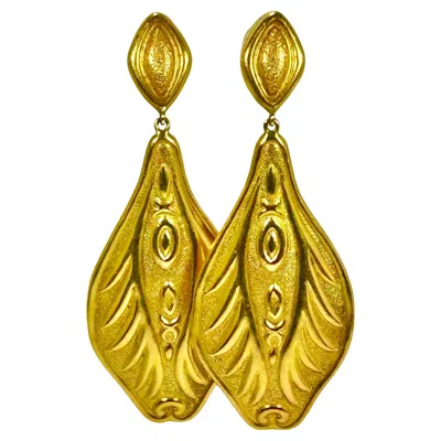 Pre-owned Ilias Lalaounis 18k Yellow Gold Earrings By Greek Designer Lalaounis 2 3/4 Inches Long
