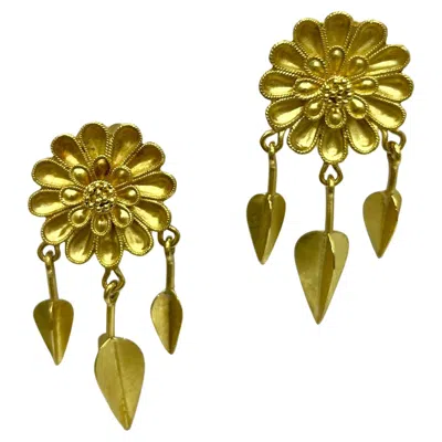 Pre-owned Ilias Lalaounis 18k Yellow Gold Flower Dangle Earrings