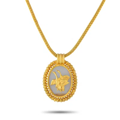 Ilias Lalaounis 18k Yellow Gold Rock Crystal Flying Geese Necklace Il49-031425