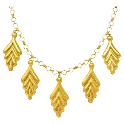 Pre-owned Ilias Lalaounis 1990's 18 Karat Yellow Gold Vintage Foliate Station Necklace