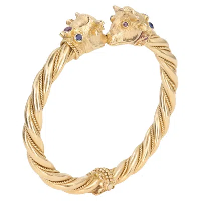 Pre-owned Ilias Lalaounis Bangle Bracelet In Yellow Gold, Ruby & Sapphire