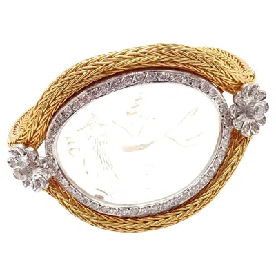 Pre-owned Ilias Lalaounis Diamond Rock Crystal Yellow Gold Bangle Bracelet