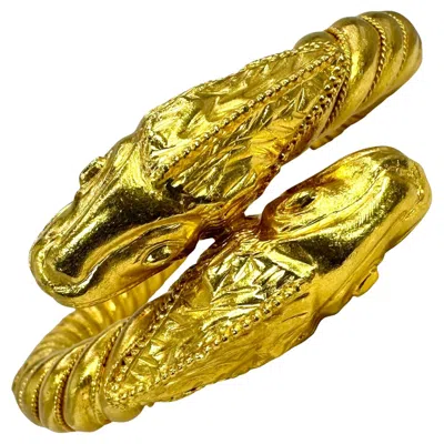 Pre-owned Ilias Lalaounis Double Headed Mythical Creature Bypass Cuff Bracelet In 22k Gold By Lalaounis In Multi