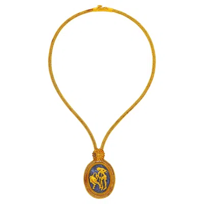 Pre-owned Ilias Lalaounis Gold And Sodalite 'shield Of Achilles' Pendant-necklace In Multi