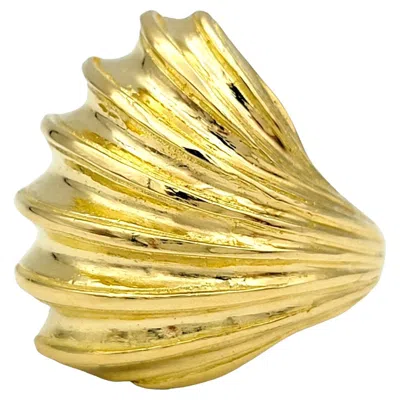 Pre-owned Ilias Lalaounis Illias Lalaounis Ridged Shell Design Wrap Cocktail Ring In 22 Karat Yellow Gold