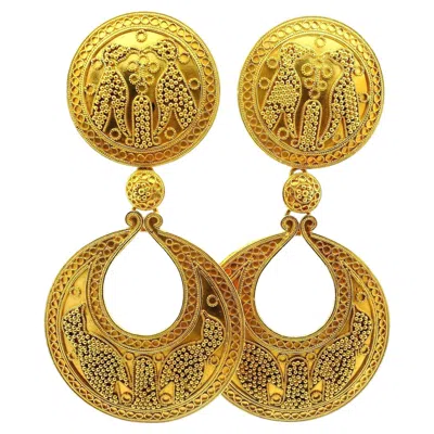 Pre-owned Ilias Lalaounis Important  18k Gold Granulated Drop Earrings, Greece, C.1970s In Multi