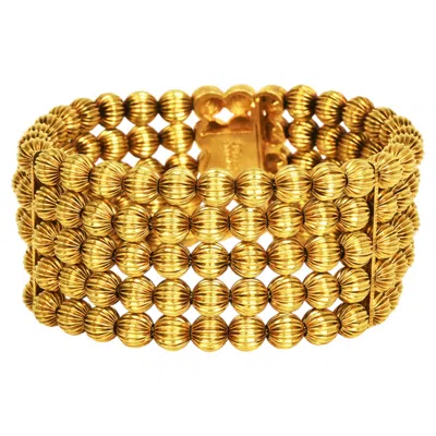 Pre-owned Ilias Lalaounis Lalaounis 18k Yellow Gold Five-row Vintage Bead Statement Bracelet