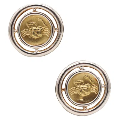 Pre-owned Ilias Lalaounis Lalaounis 1970 Akragas Crabs Clips-on Earrings In 18kt Yellow Gold And Sterling
