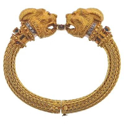 Pre-owned Ilias Lalaounis Lalaounis Greece Ruby Diamond Sapphire Chimera Gold Bracelet In Blue