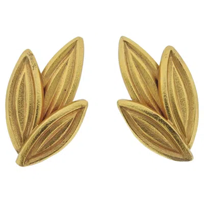 Pre-owned Ilias Lalaounis Lalaounis Greece Yellow Gold Leaf Earrings
