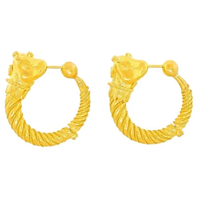 Pre-owned Ilias Lalaounis Lalaounis Hellenistic Cow Hoop Earrings In Multi