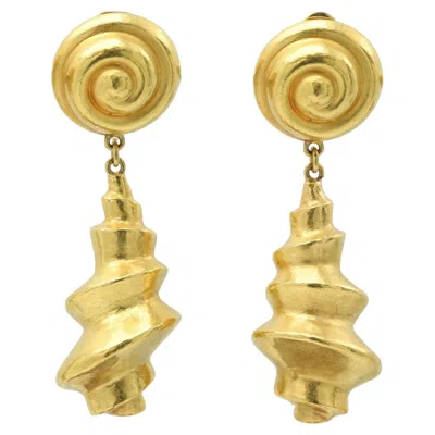 Pre-owned Ilias Lalaounis Lalaounis Vintage Gold Earrings Clip 18k Swirl Sea Shell Design Made In Greece In Multiple