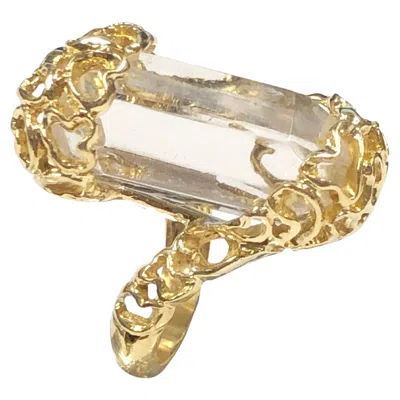 Pre-owned Ilias Lalaounis Lalaounis Yellow Gold And Rock Crystal Modernist Ring