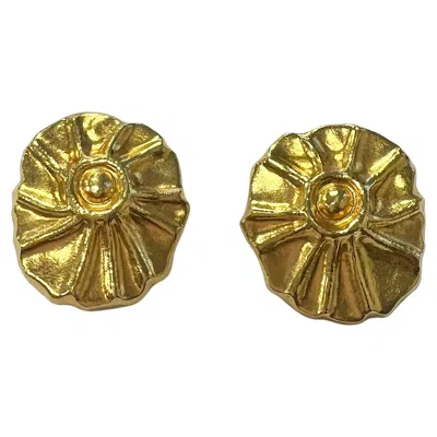 Pre-owned Ilias Lalaounis Of Greece High Karat Gold Shell Swirl Motif Earrings In Multi