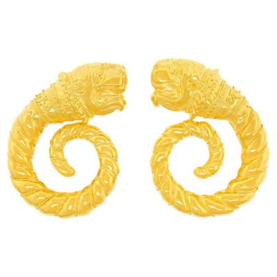 Pre-owned Ilias Lalaounis Spectacular  Lion Head Earrings In Multi