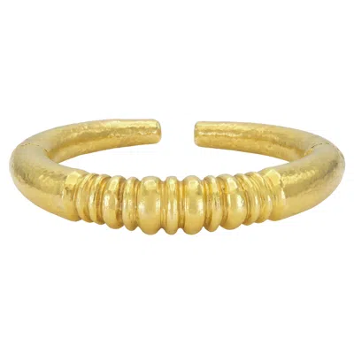 Pre-owned Ilias Lalaounis Vintage 1970s Lalaounis Hammered Gold Cuff Bracelet In Multi