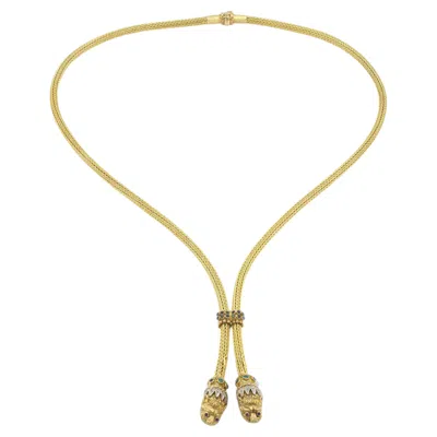 Pre-owned Ilias Lalaounis Vintage 1980s Lalaounis Lion Heads Sautoir Necklace In Multi
