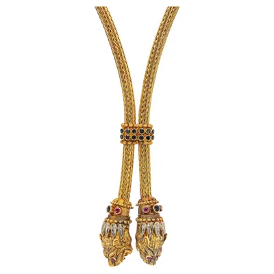 Pre-owned Ilias Lalaounis Vintage  18k Yellow Gold Lion Head Lariat Necklace