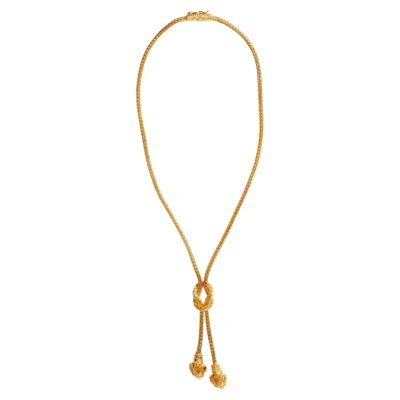 Pre-owned Ilias Lalaounis Vintage Lalaounis 18k Gold Rams Head Odyssey Lariat Necklace In Multiple