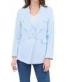 Ilinen Double Breasted Blazer In Baby Blue In Blue