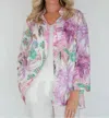 Ilinen Women's Classic Button Down Top In Flowers & Butterflies In Multi
