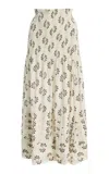 Ilio Nema Ceres Shell-detailed Printed Cotton-voile Maxi Skirt In White