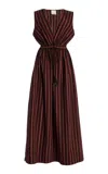Ilio Nema Eirene Cutout Striped Cotton Maxi Dress In Brown