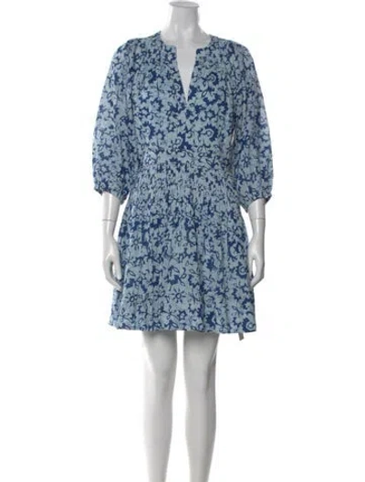 Pre-owned Ilio Nema Floral Print Mini Dress In Blue