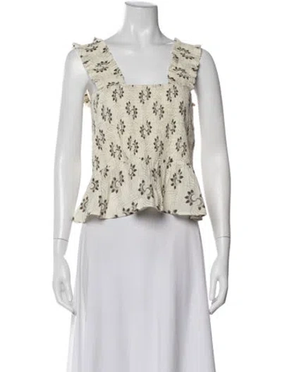 Pre-owned Ilio Nema Floral Print Square Neckline Crop Top In Multi