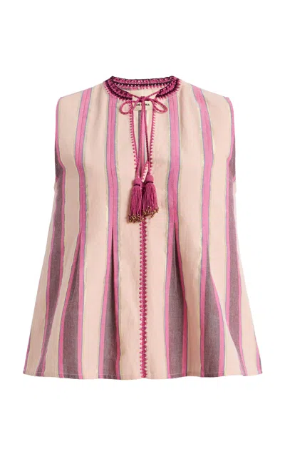 Ilio Nema Odin Striped Cotton Pants In Pink