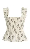 Ilio Nema Perse Shell-detailed Printed Cotton-voile Top In White
