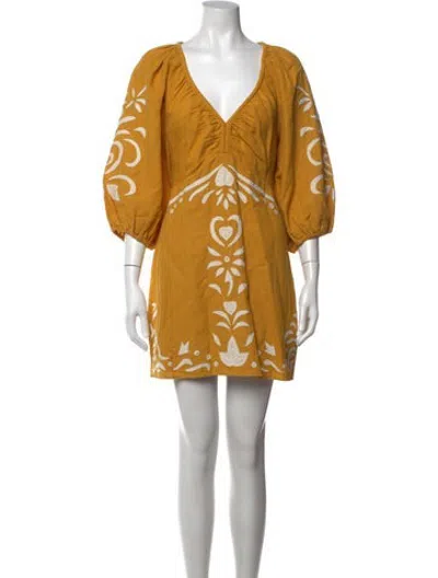 Pre-owned Ilio Nema Printed Mini Dress In Yellow