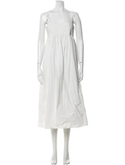 Pre-owned Ilio Nema Square Neckline Long Dress In White