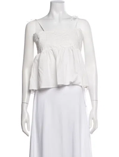 Pre-owned Ilio Nema Square Neckline Sleeveless Top In White