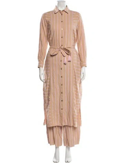 Pre-owned Ilio Nema Striped Knee-length Dress In Neutral