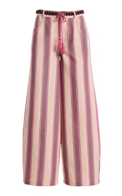Ilio Nema Tzimi Striped Cotton Top In Pink