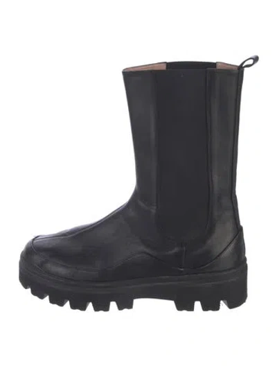 Pre-owned Ilio Smeraldo Leather Chelsea Boots In Black