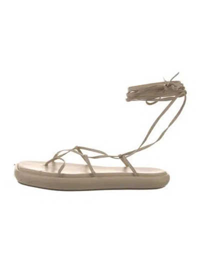 Pre-owned Ilio Smeraldo Leather Gladiator Sandals In Neutral