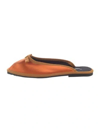 Pre-owned Ilio Smeraldo Satin Slippers In Brown/orange