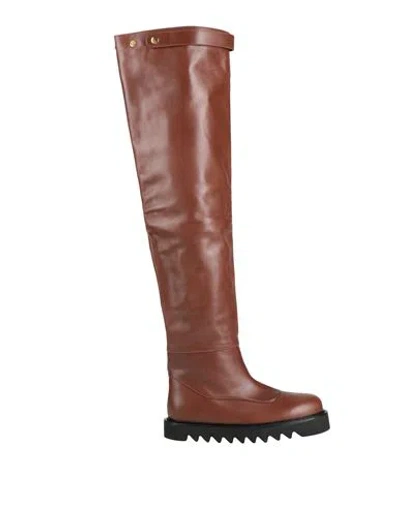 Ilio Smeraldo Woman Boot Brown Size 7 Leather