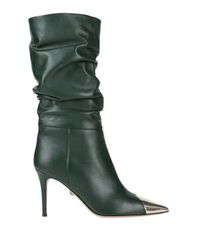 Ilio Smeraldo Woman Boot Dark Green Size 8 Leather