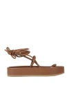 Ilio Smeraldo Man Sandals Brown Size 7 Leather In Brown