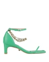 Ilio Smeraldo Woman Sandals Green Size 8 Soft Leather In Green