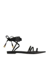 Ilio Smeraldo Woman Toe Strap Sandals Black Size 10 Textile Fibers In Black
