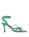 Ilio Smeraldo Woman Thong Sandal Green Size 11 Soft Leather In Green