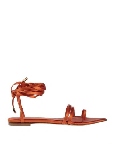 Ilio Smeraldo Woman Toe Strap Sandals Orange Size 5 Textile Fibers