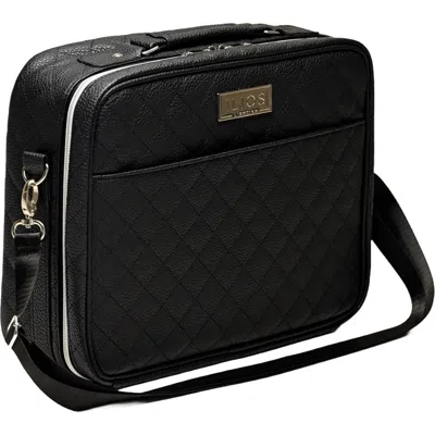 Ilios Lighting Deluxe Quilted Faux Leather Spacious Travel Makeup Case In Black