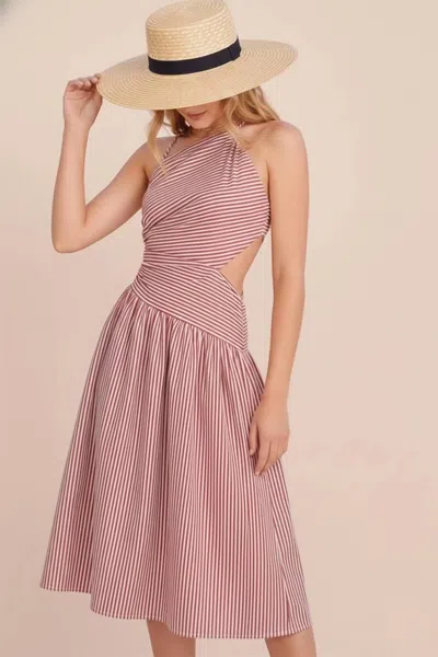 Illa Illa Asymmetrical Striped Midi Dress In Red